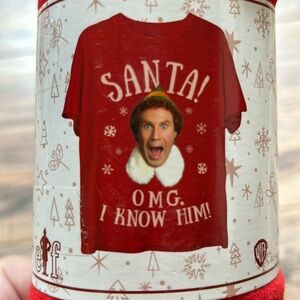 Elf Santa Omg I Know Him Red Christmas Holiday Tshirt